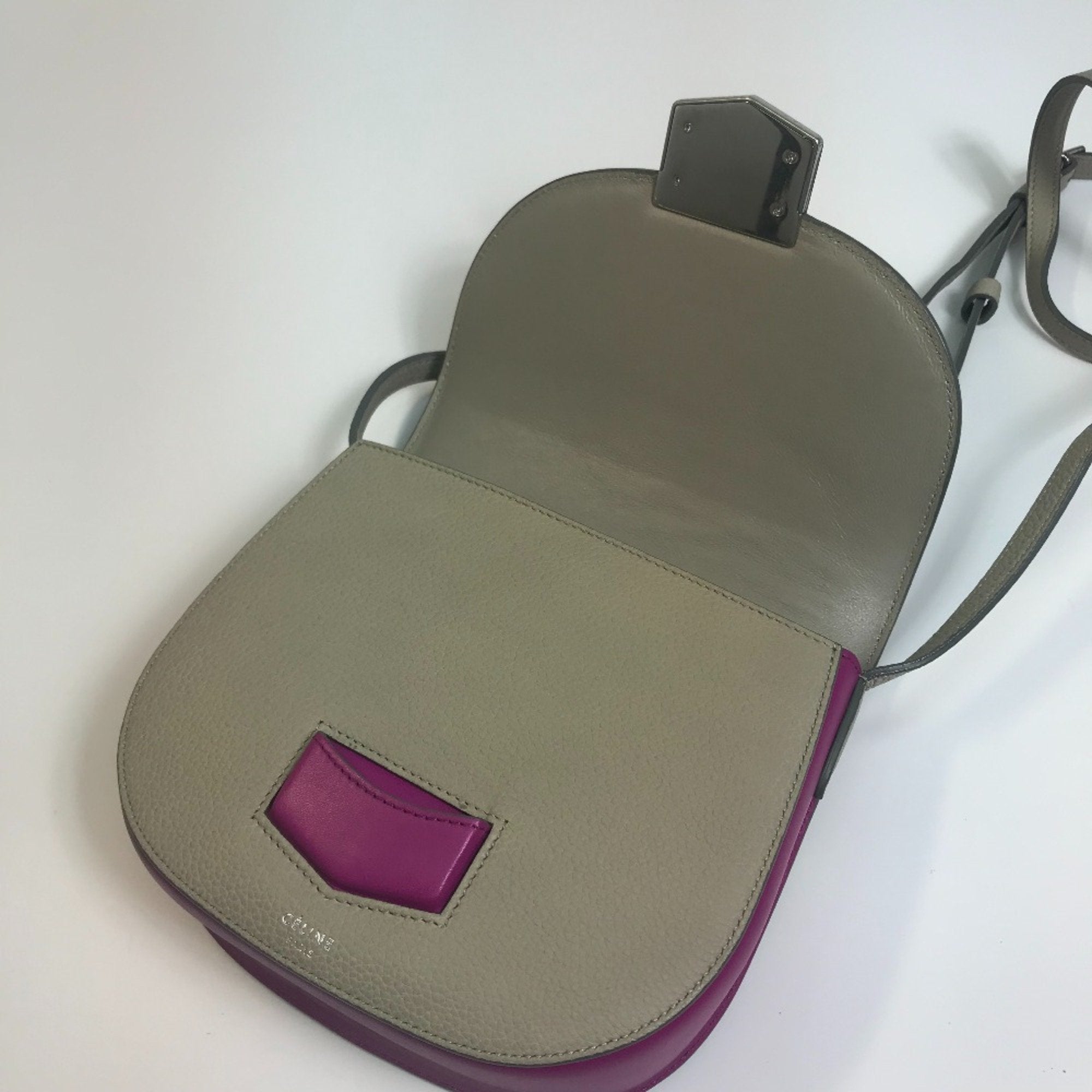 Celine Gray Leather Shoulder Bag