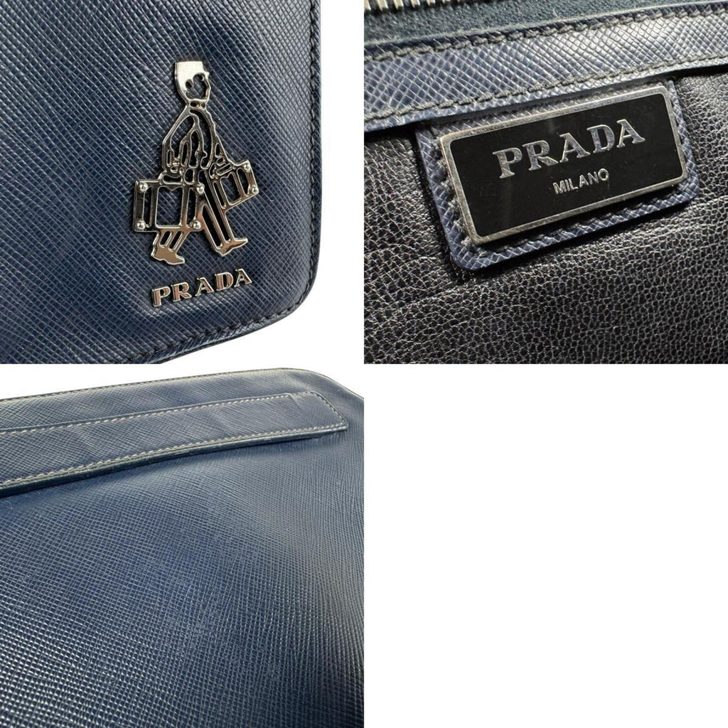 Prada Navy Leather Clutch Bag