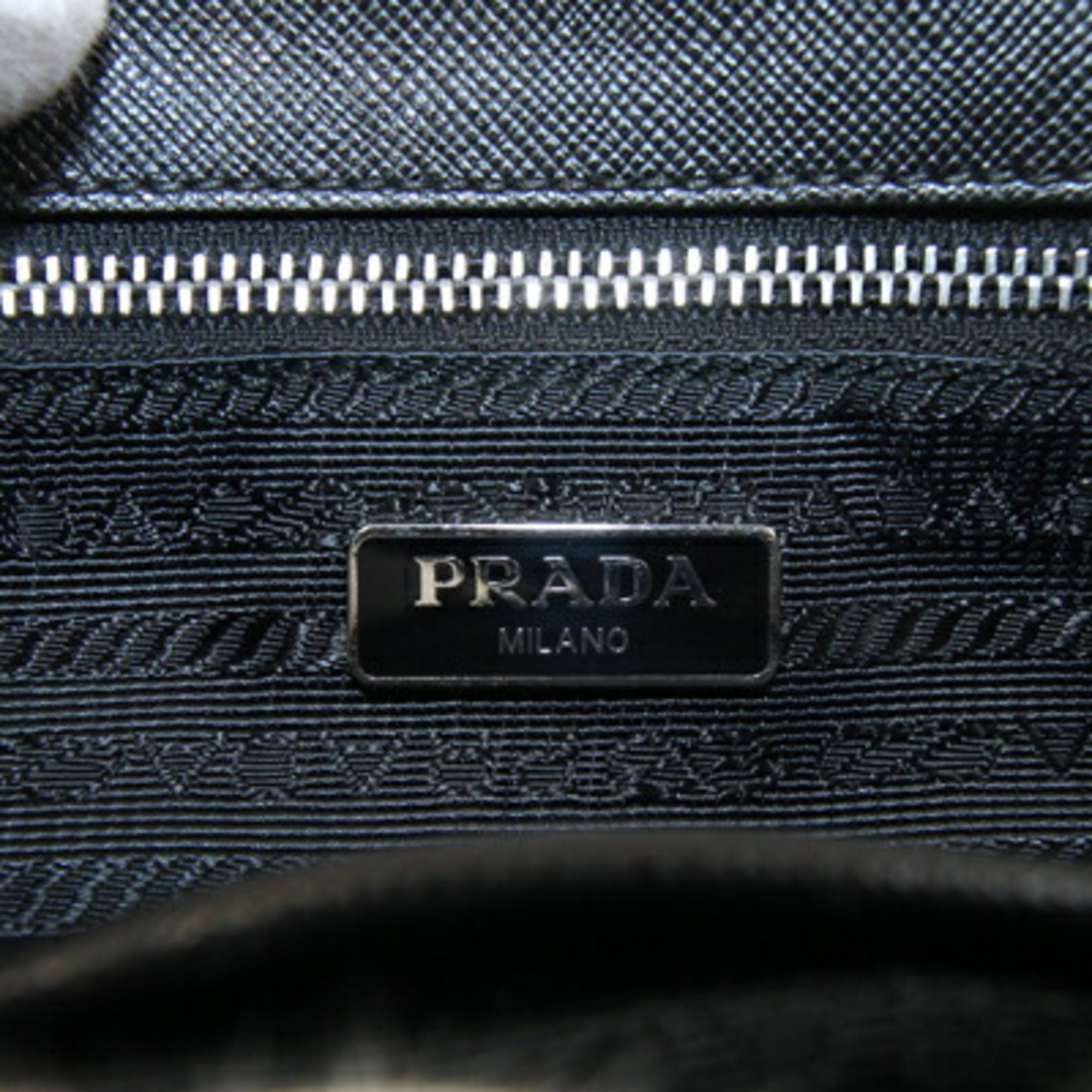 Prada Black Nylon Leather Pochette Shoulder Bag