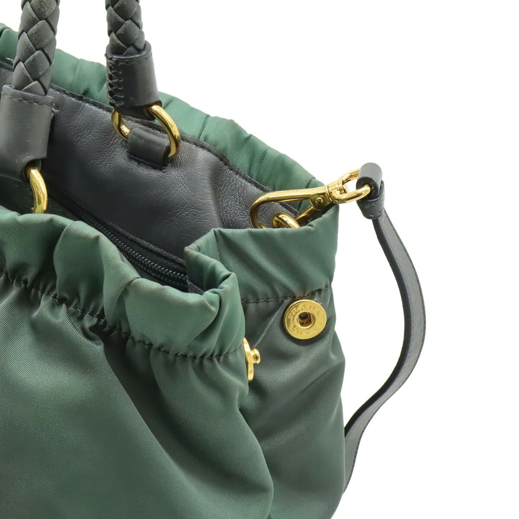 Prada Gray Nylon Leather Handbag Shoulder Bag