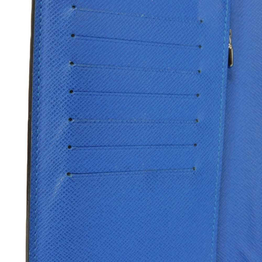 Louis Vuitton Black Blue Noir Taiga Leather Long Wallet