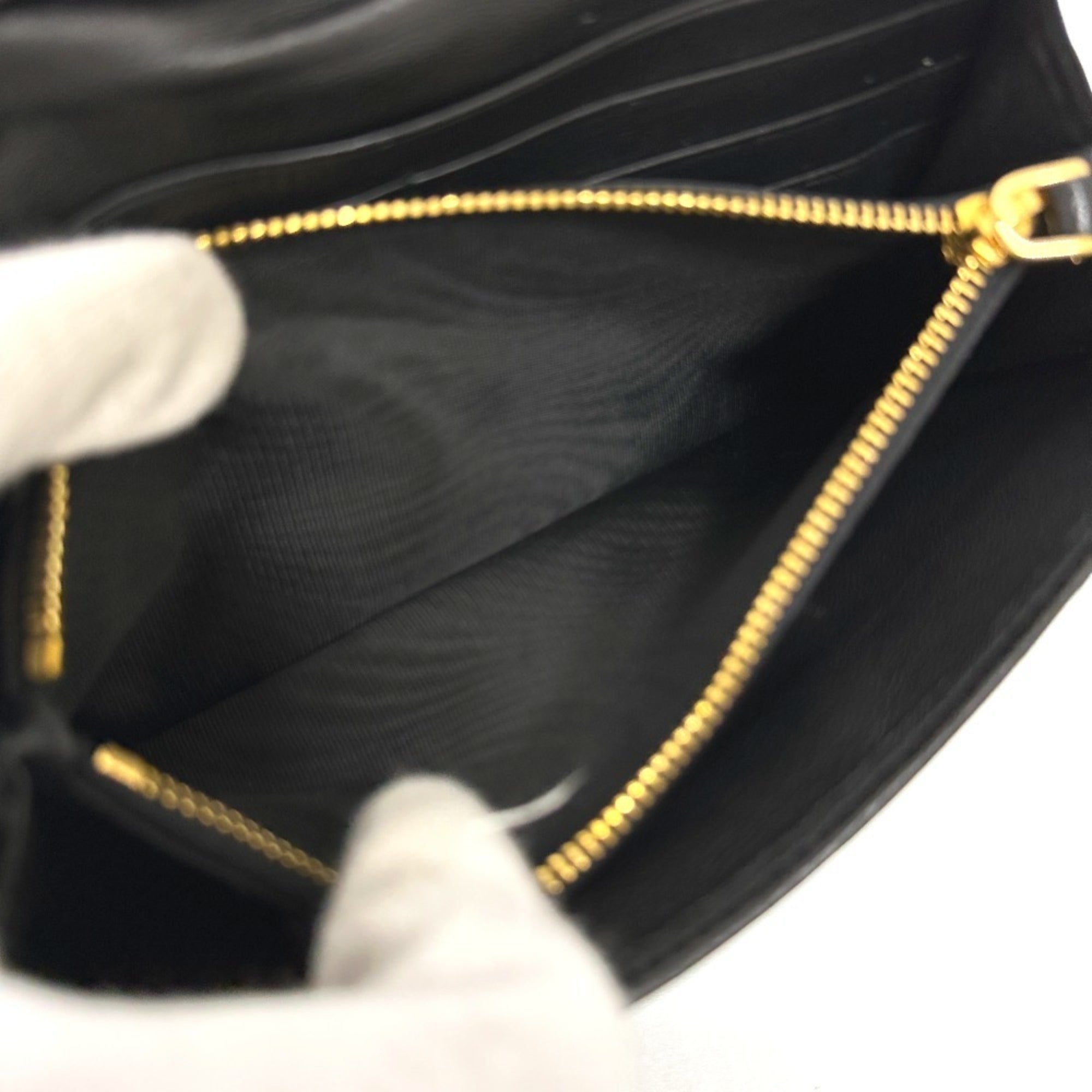 Prada Black Leather Long Wallet (Bi-Fold)
