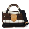 Prada Black Brown White Canvas Handbag