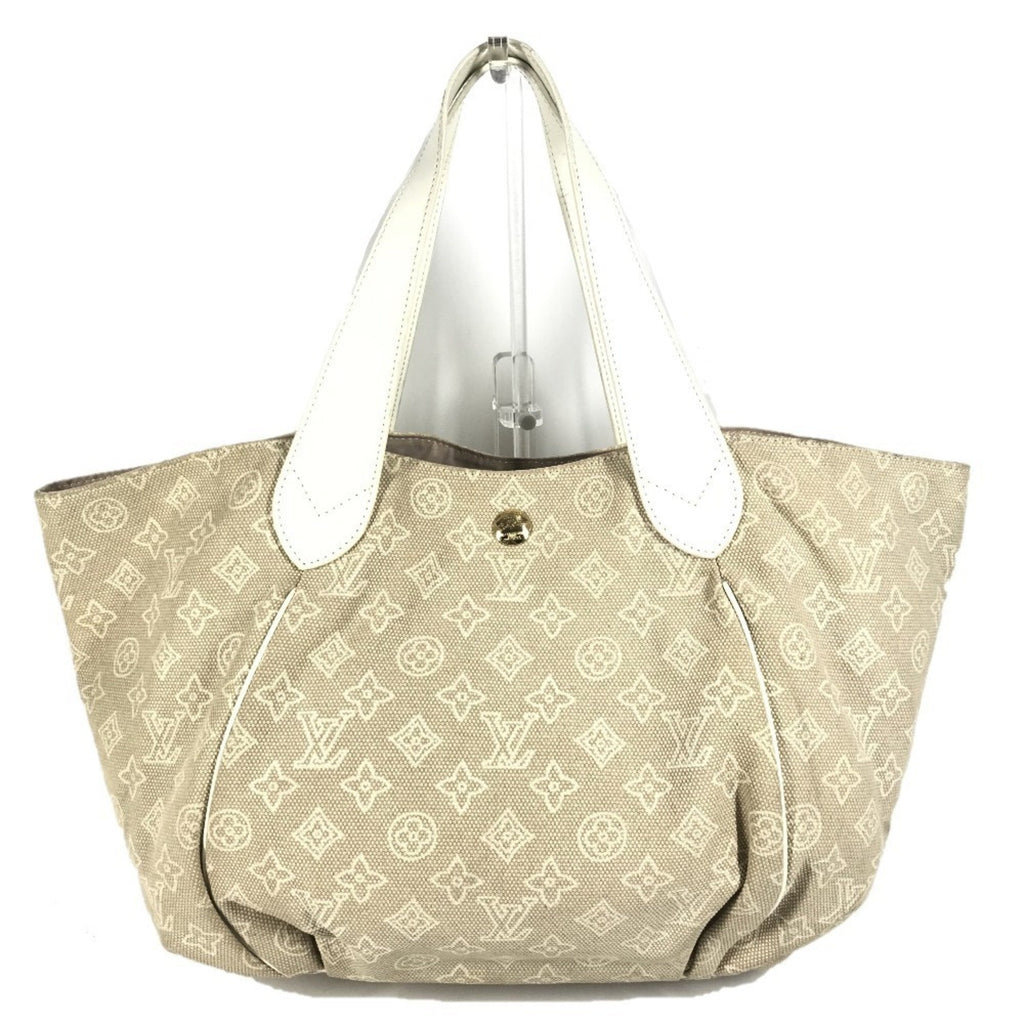 Louis Vuitton Beige White Canvas Leather Shoulder Bag Tote Bag