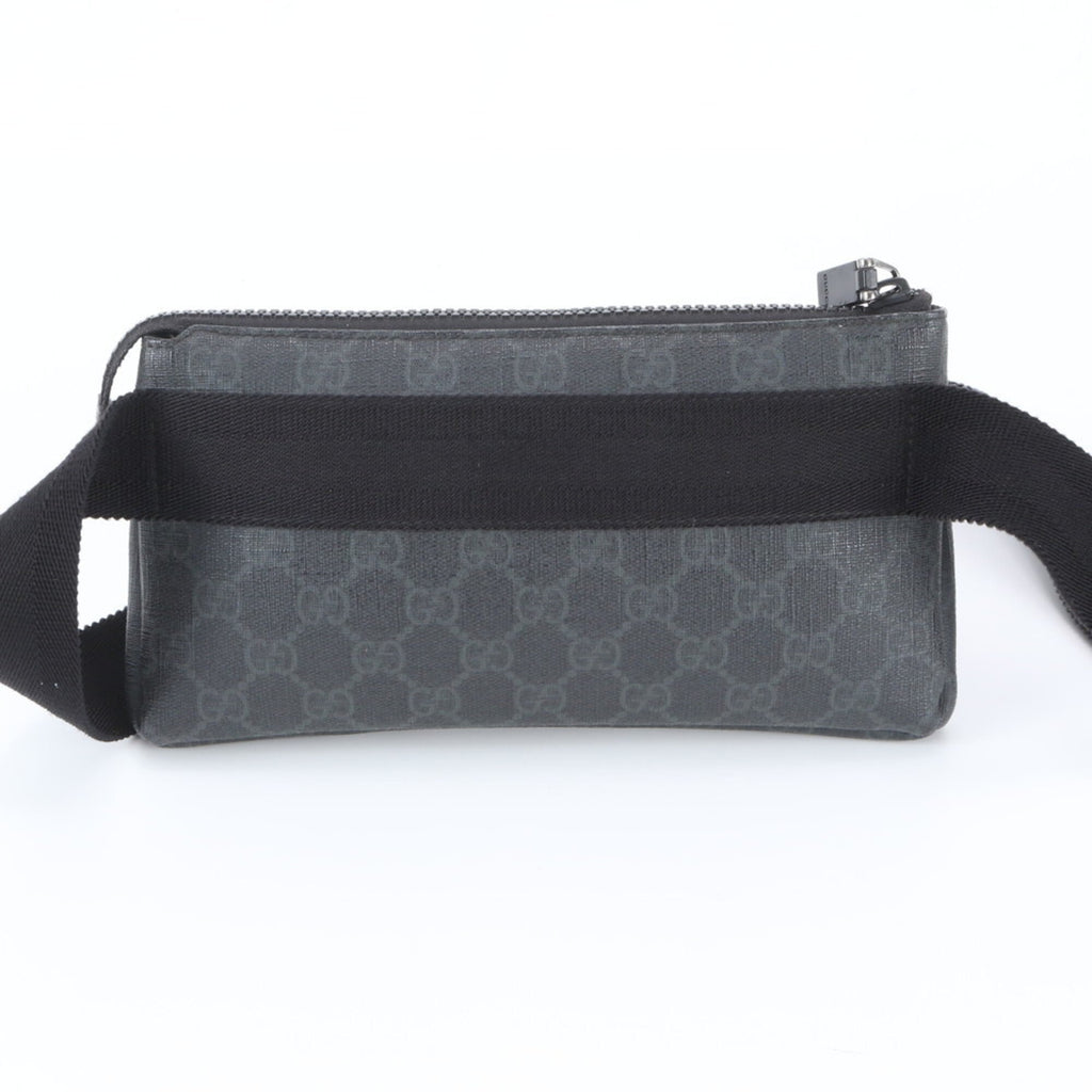 Gucci Black Leather Coated Canvas Fanny Pack Pouch Sling Bag (Pre-Owned)