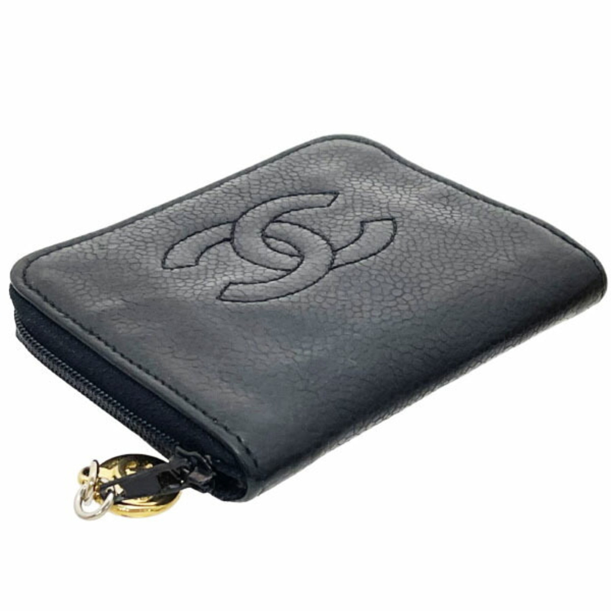 Chanel Black Grained Calfskin Coin Purse/Coin Case
