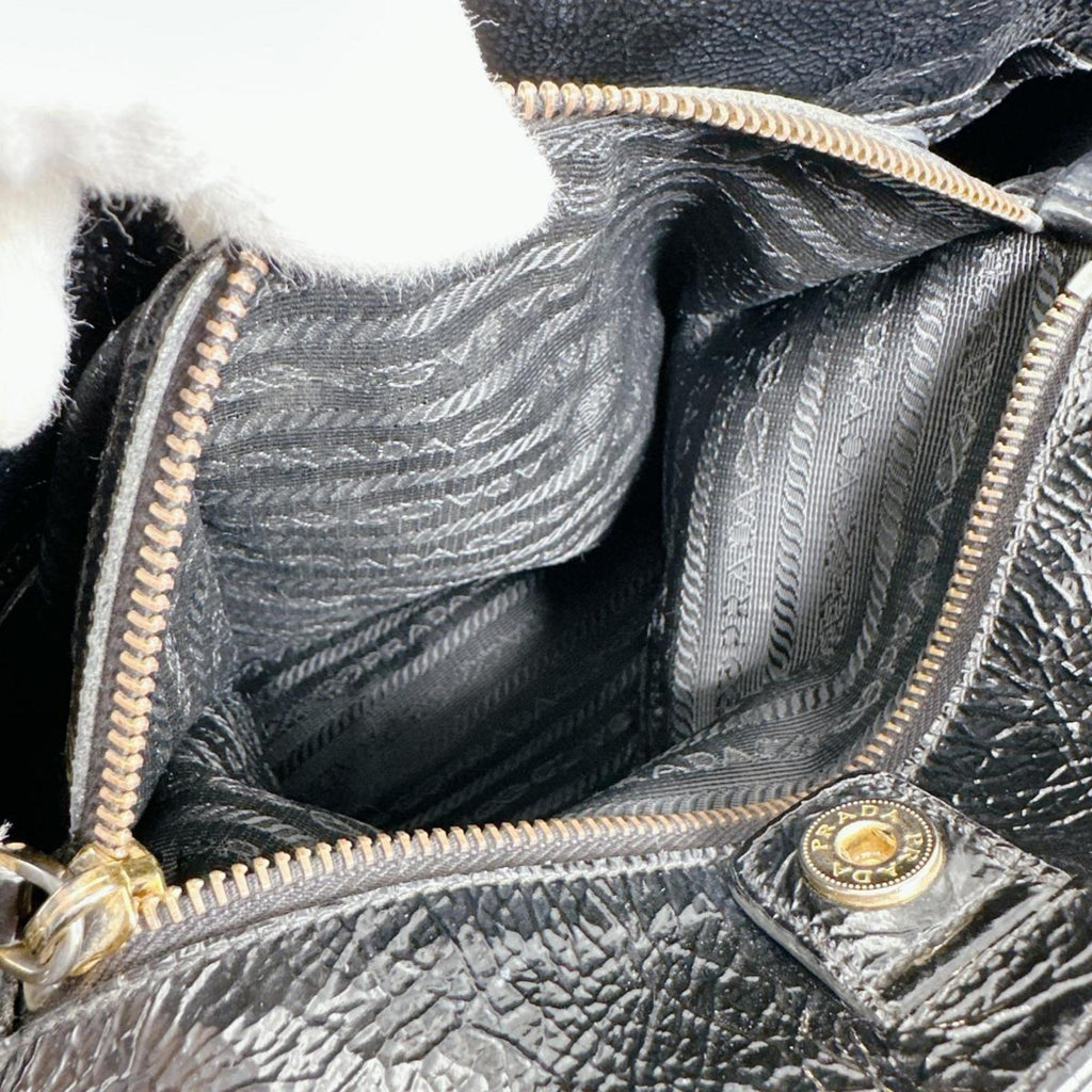 Prada Black Patent Leather Shoulder Bag Tote Bag