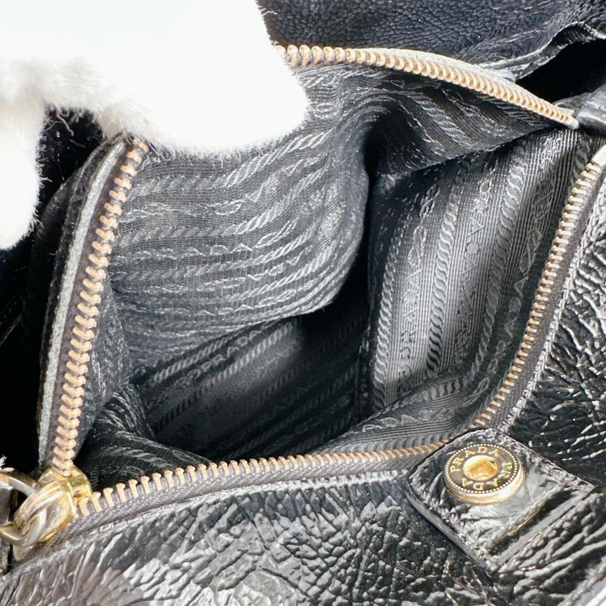 Prada Black Patent Leather Shoulder Bag Tote Bag