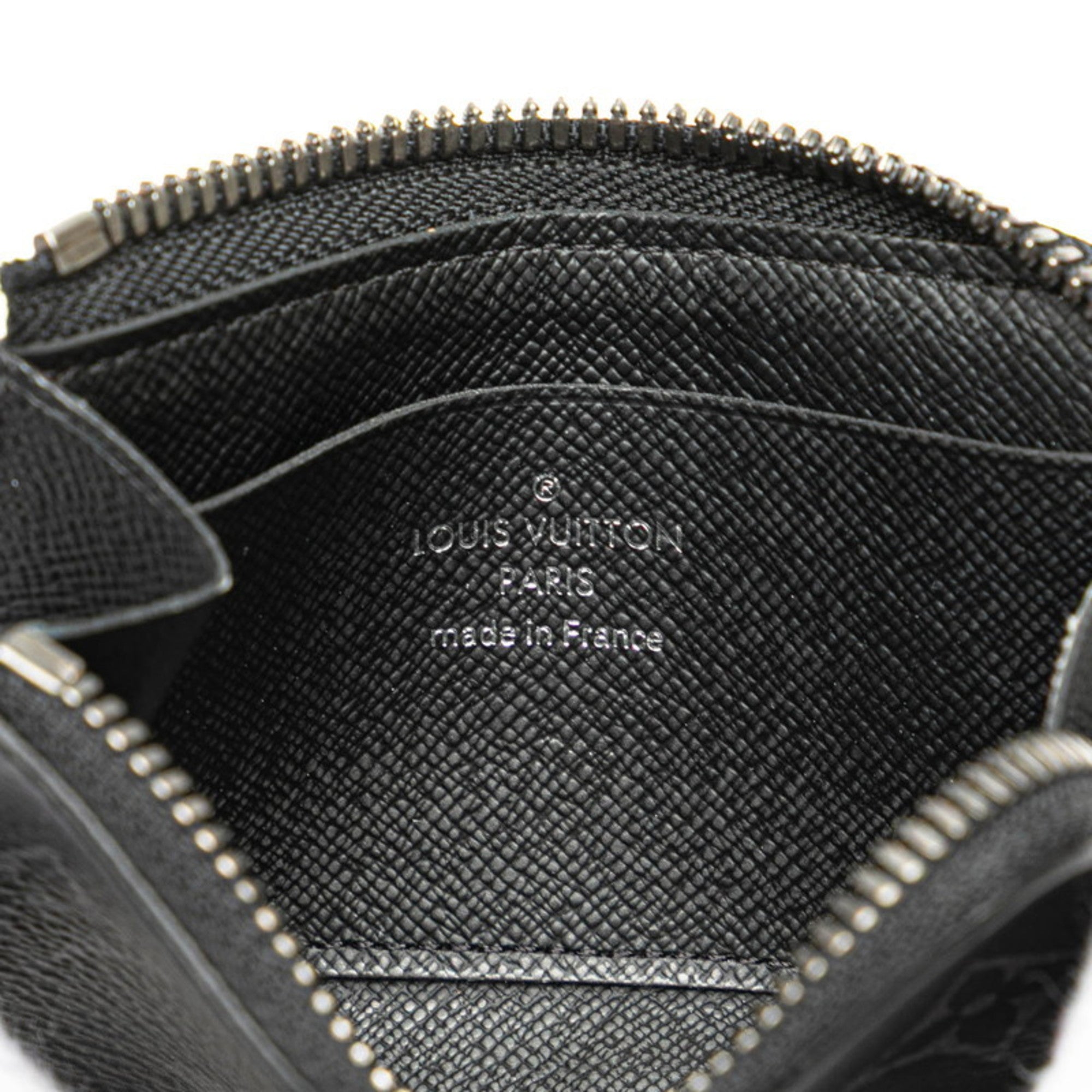 Louis Vuitton Black Leather Pvc Coin Purse/Coin Case