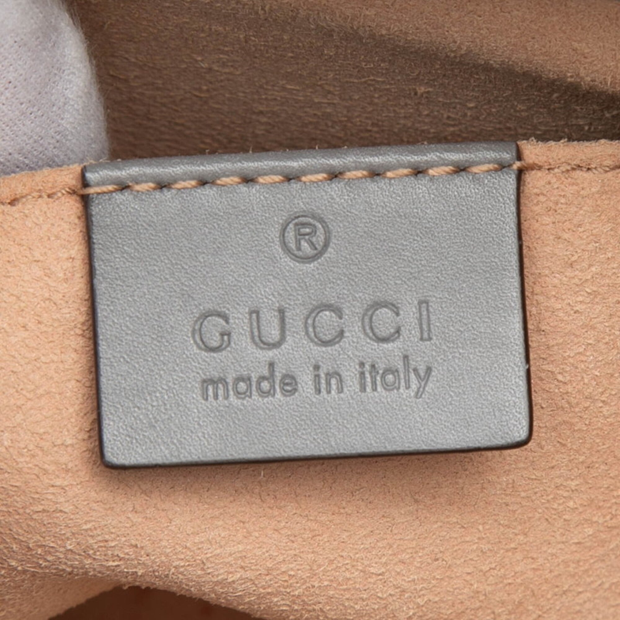 Gucci Gray Ivory Leather Handbag Shoulder Bag (Pre-Owned)