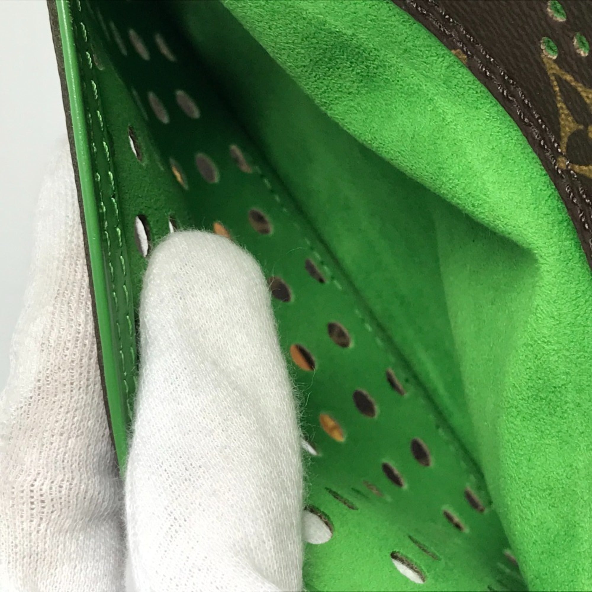 Louis Vuitton Brown Green Monogram Perforated Shoulder Bag