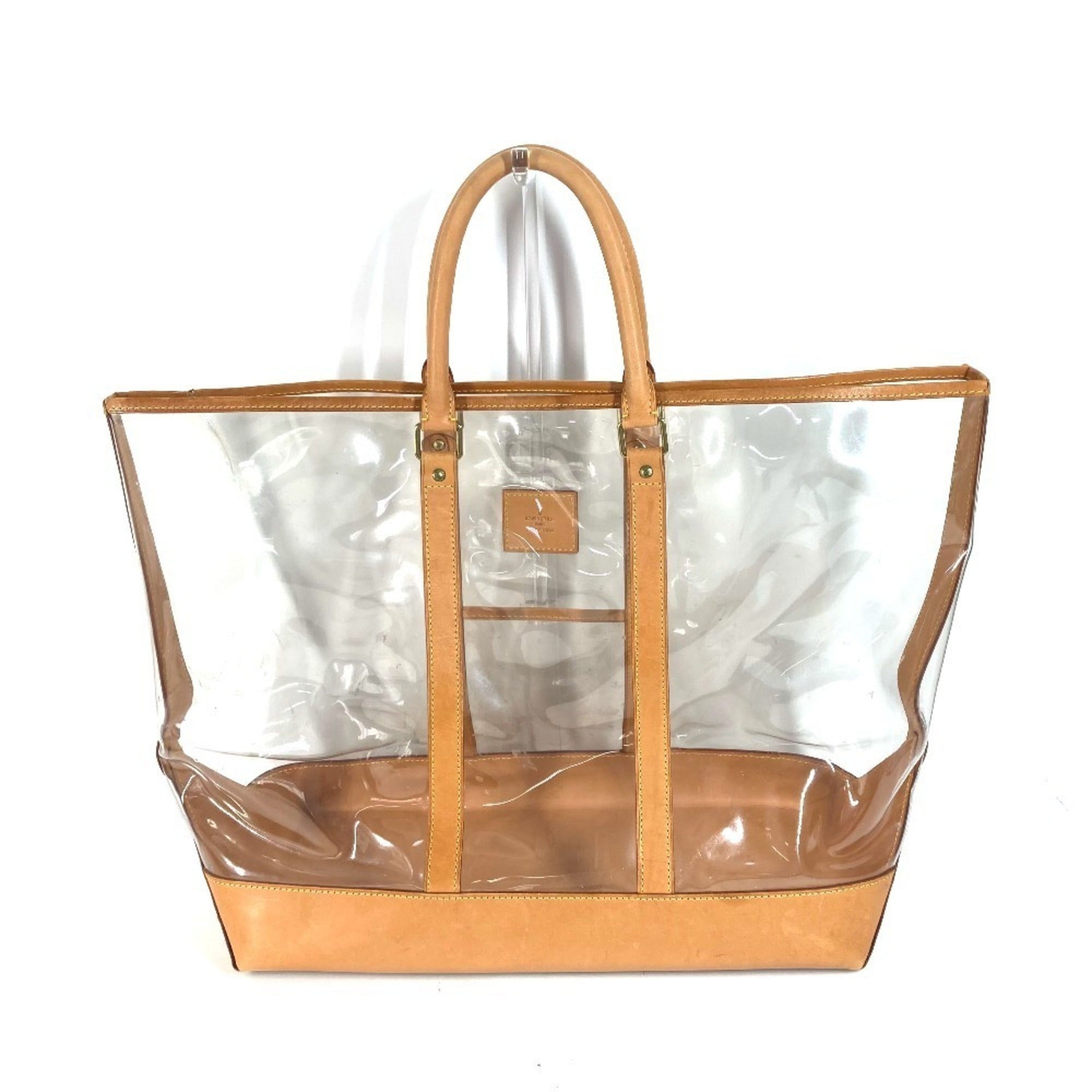 Louis Vuitton Beige Clear Vinyl Leather Shoulder Bag Tote Bag