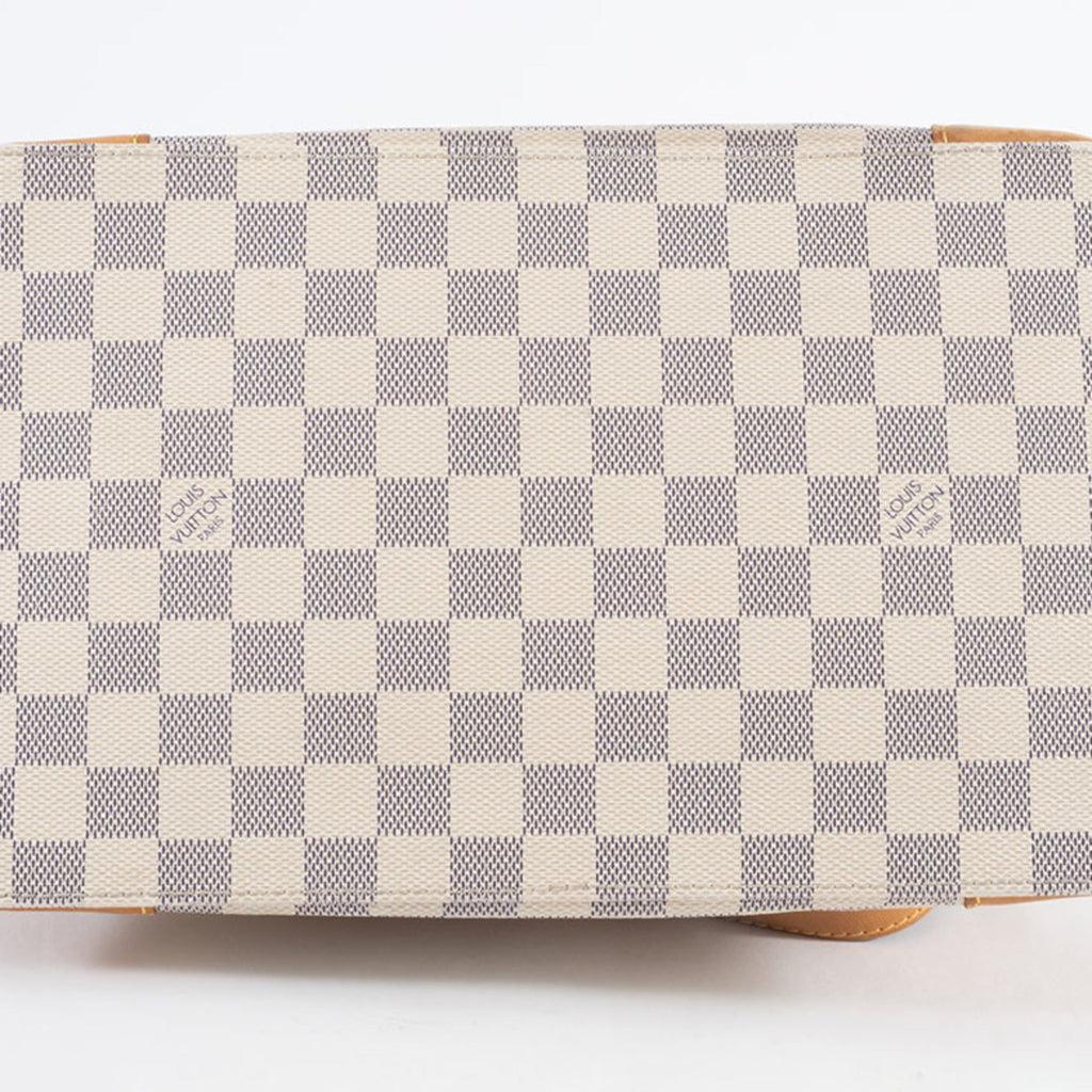 Louis Vuitton Beige Ivory White Canvas Damier Azur Handbag