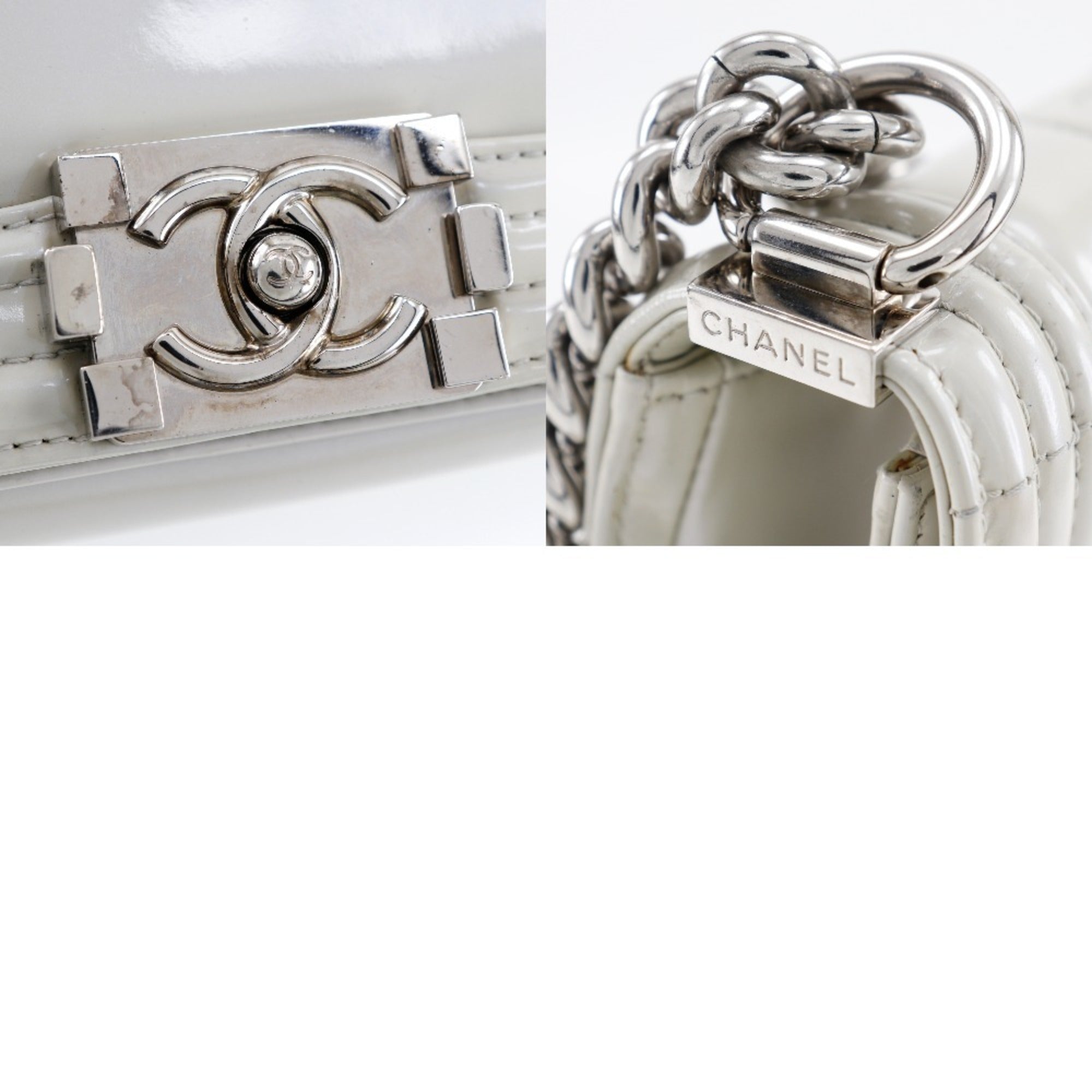 Chanel White Leather Shoulder Bag