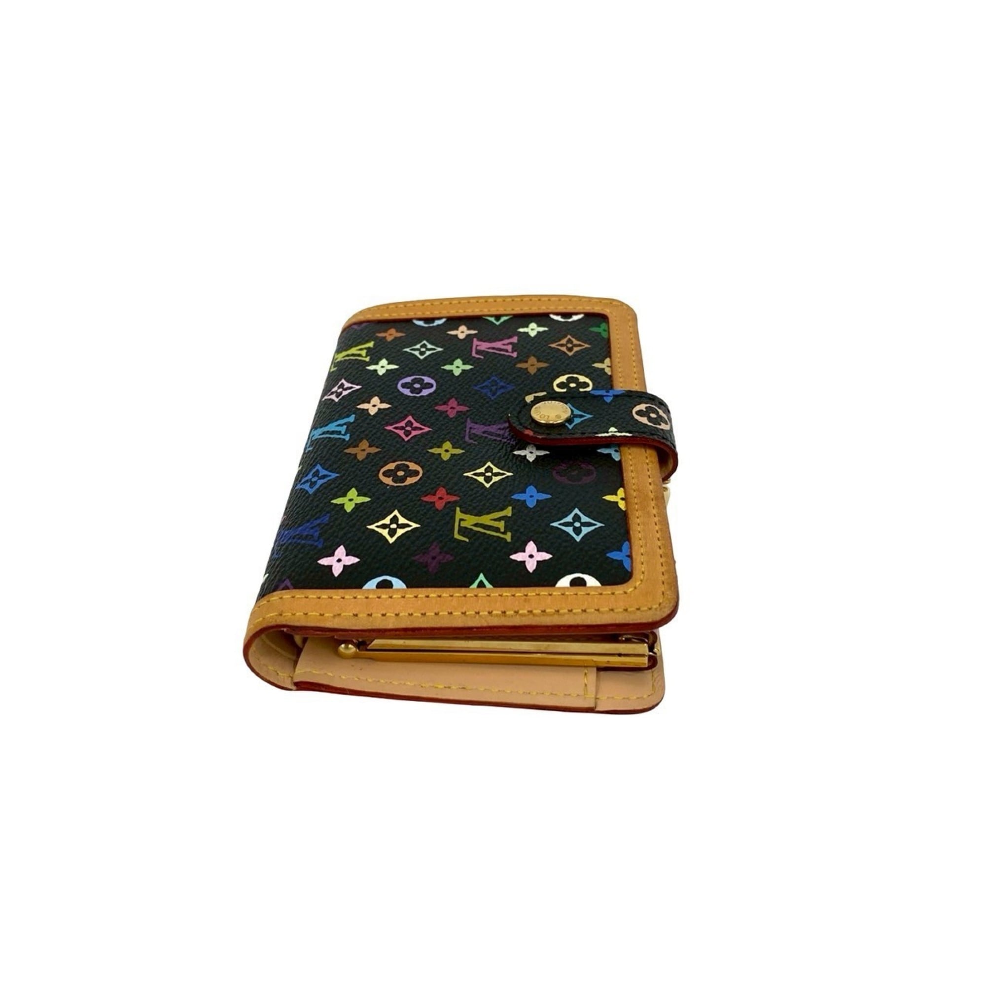 Louis Vuitton Black Brown Multi-Color Leather Pvc Wallet