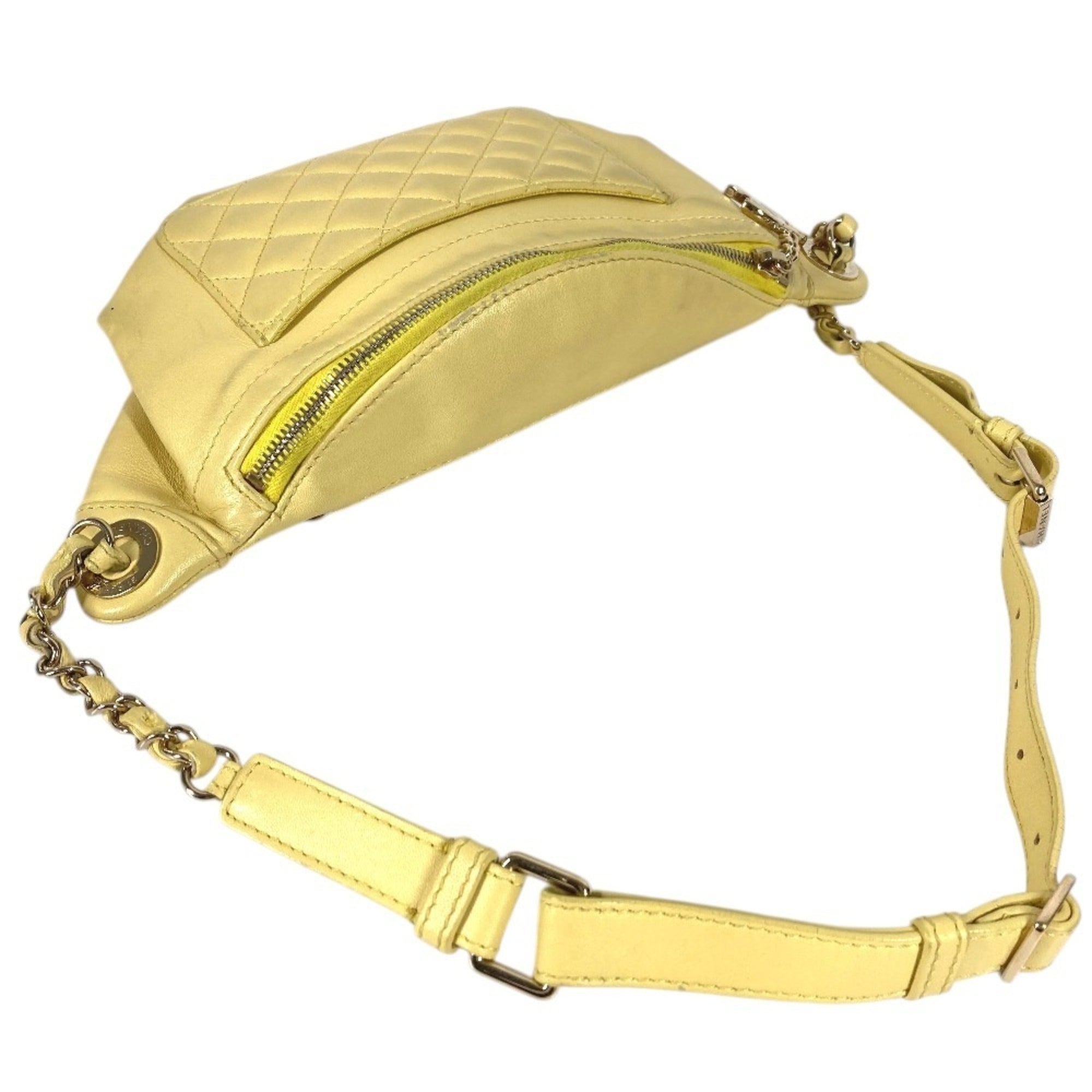 Chanel Matelasse Yellow Leather Sling Bag