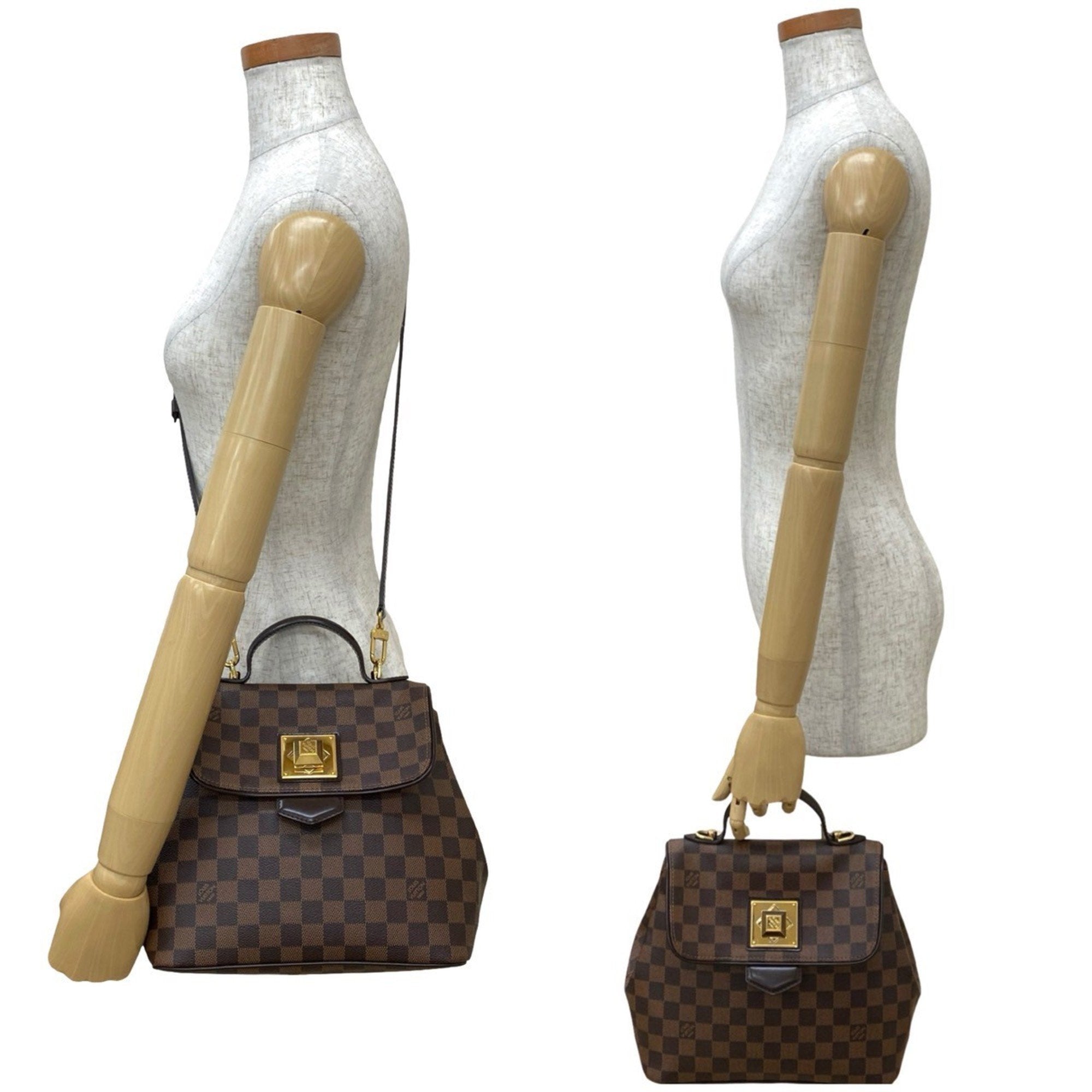 Louis Vuitton Brown Leather Pvc Handbag Shoulder Bag Tote Bag