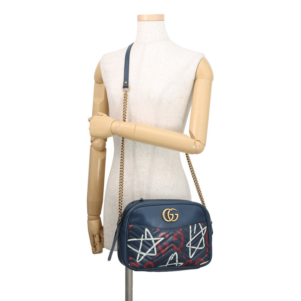 Gucci Blue Leather Handbag Shoulder Bag (Pre-Owned)