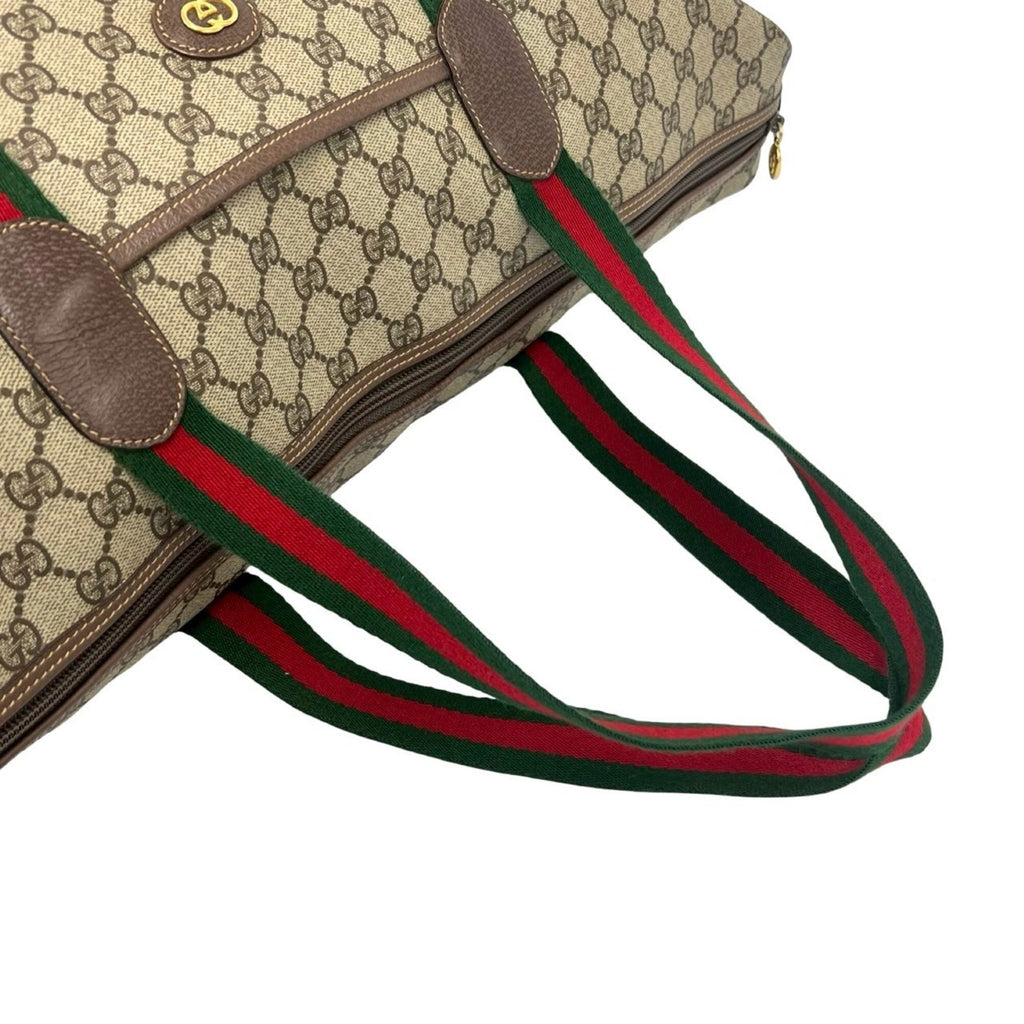 Gucci Brown Green Red Color Pvc Leather Boston Bag Tote Bag (Pre-Owned)