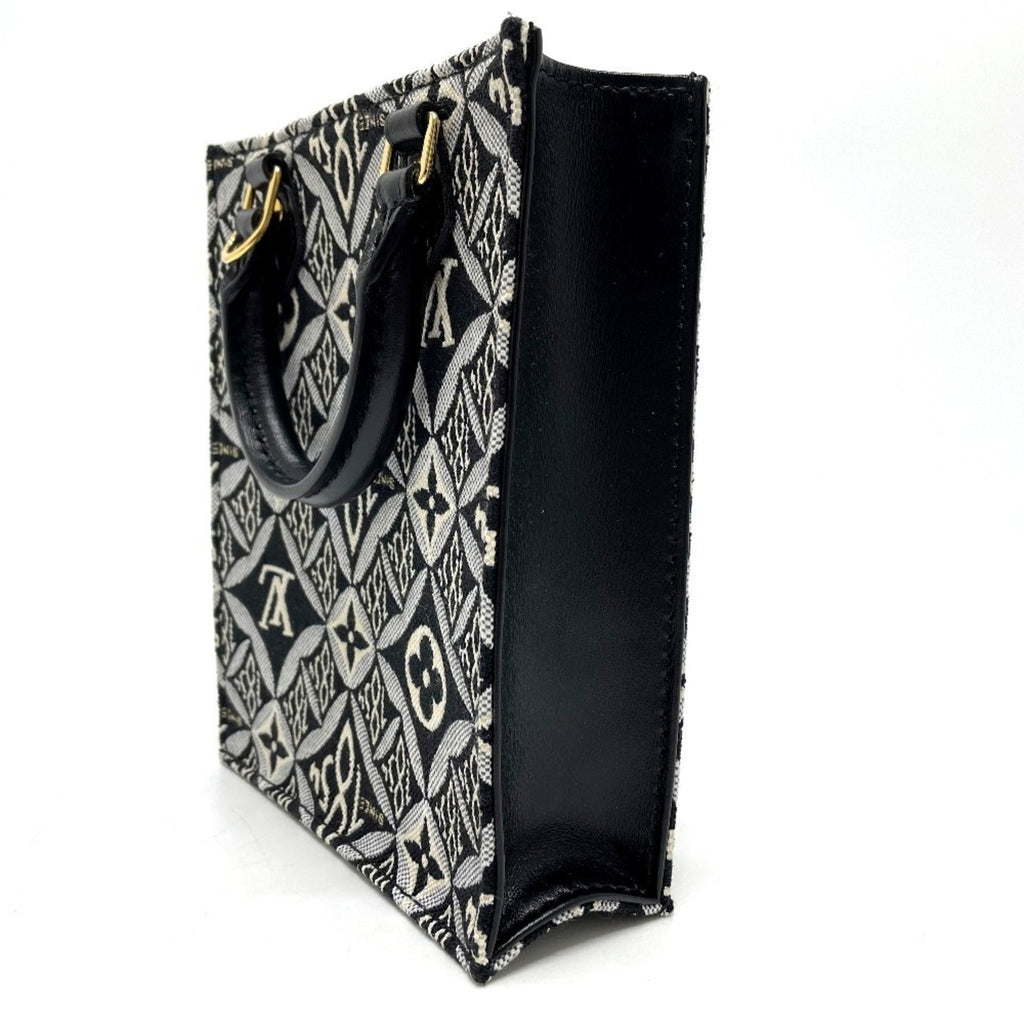 Louis Vuitton Black Blue Jacquard Handbag