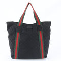 Gucci Black Leather Canvas Shoulder Bag Tote Bag (Pre-Owned)