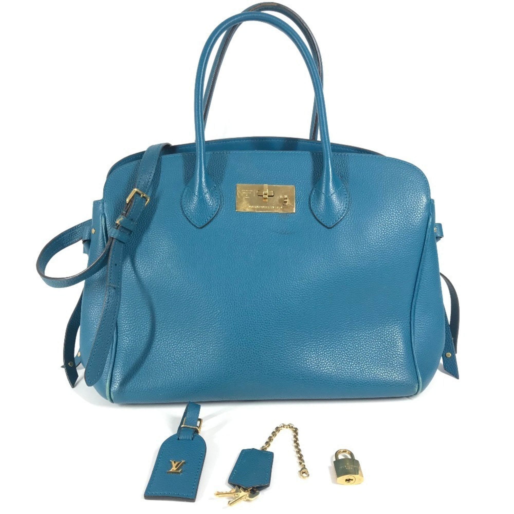 Louis Vuitton Blue Leather Shoulder Bag Tote Bag