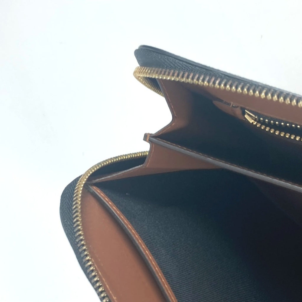 Burberry Brown Leather Canvas Clutch Bag Pouch
