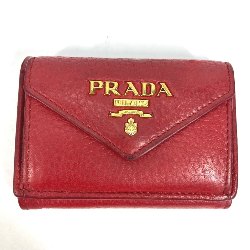 Prada Red Leather Wallet (Tri-Fold)