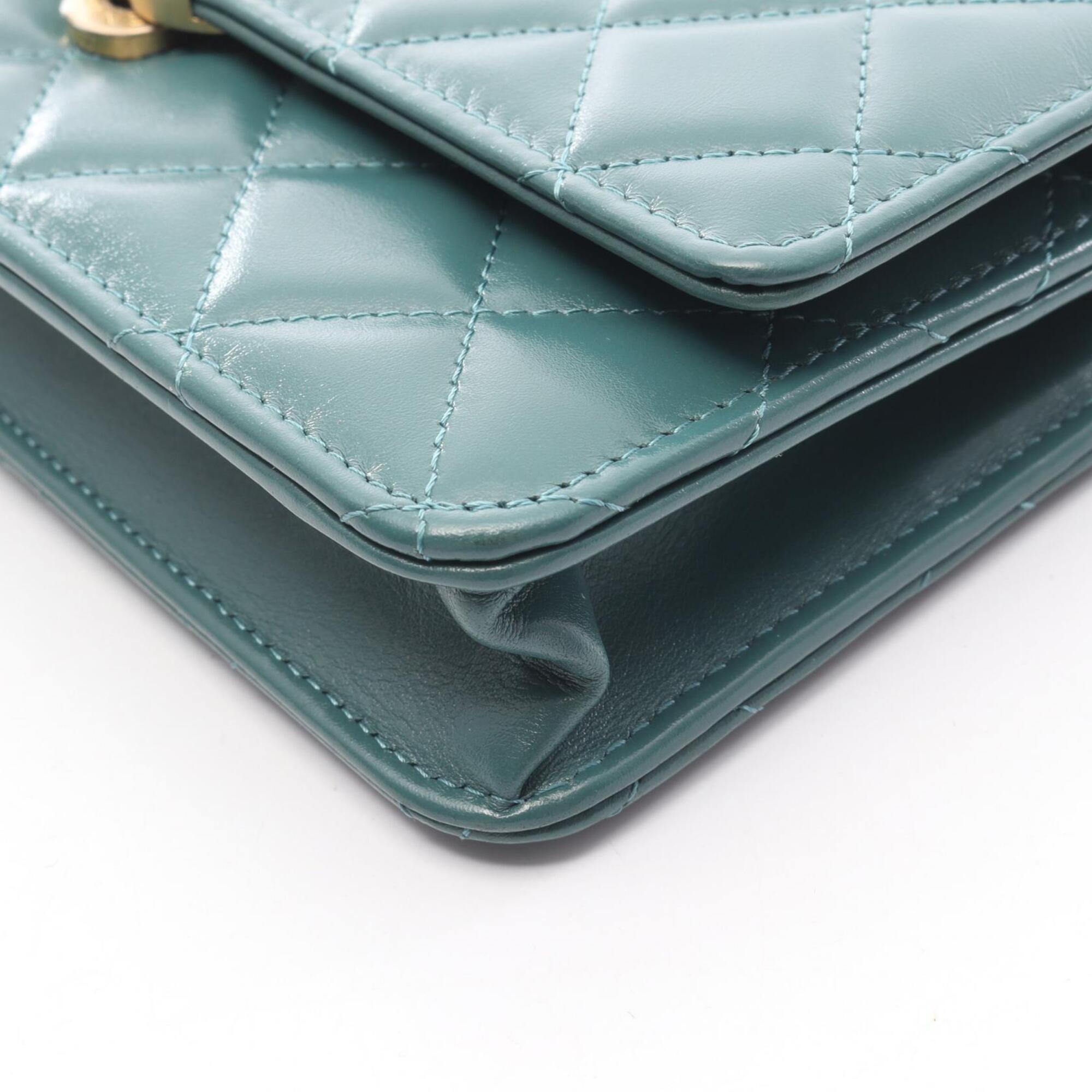 Chanel Green Leather Handbag Shoulder Bag