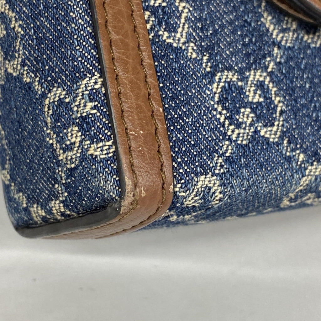 Gucci Blue Brown Denim Shoulder Bag (Pre-Owned)