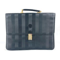 Fendi Pequin Black Pvc Leather Briefcase Handbag Tote Bag