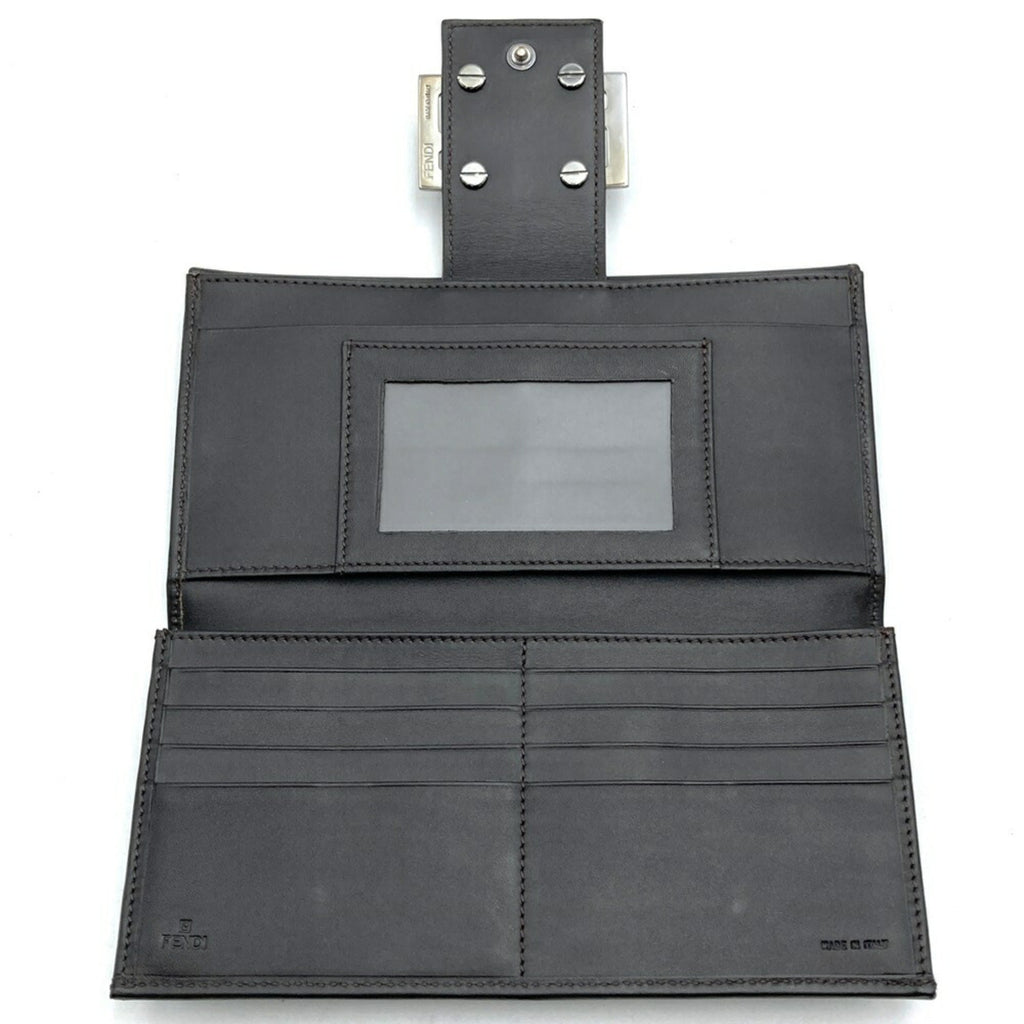 Fendi Zucchino Brown Canvas Long Wallet (Bi-Fold)