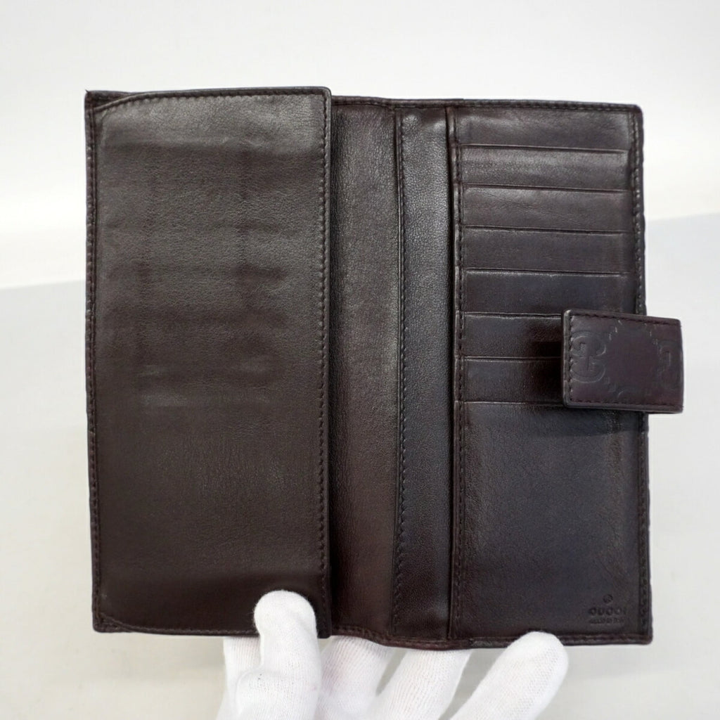Gucci Brown Leather Long Wallet (Bi-Fold) (Pre-Owned)