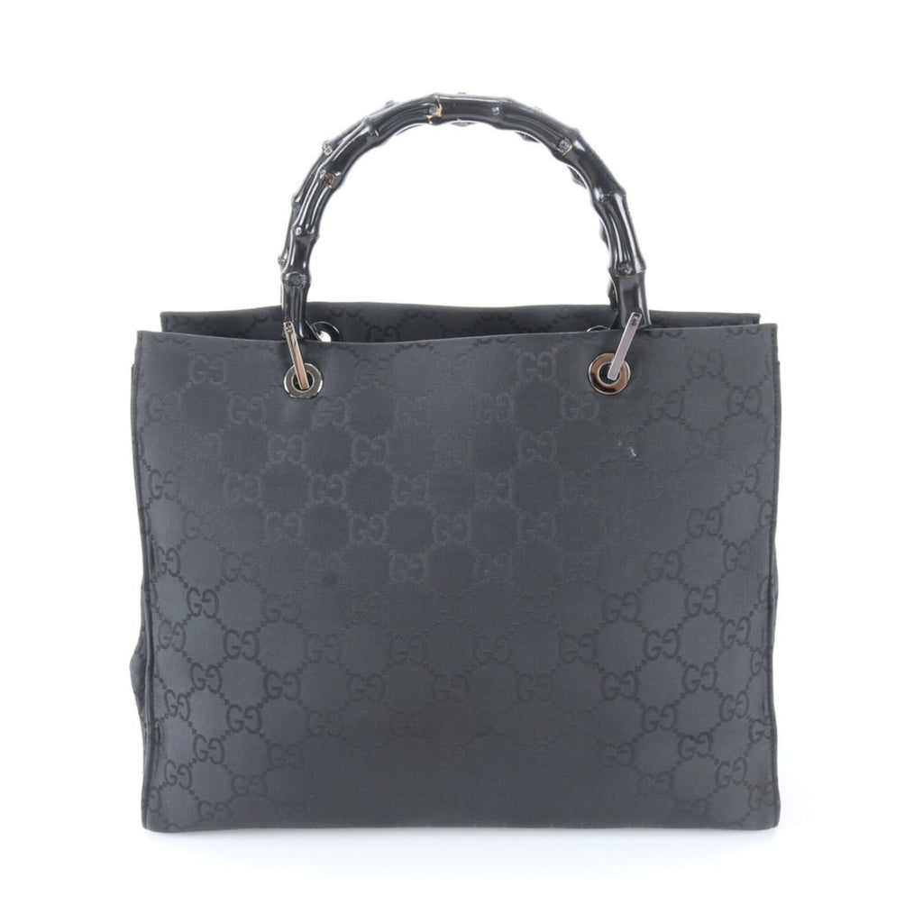 Gucci Black Leather Nylon Handbag Shoulder Bag Tote Bag (Pre-Owned)