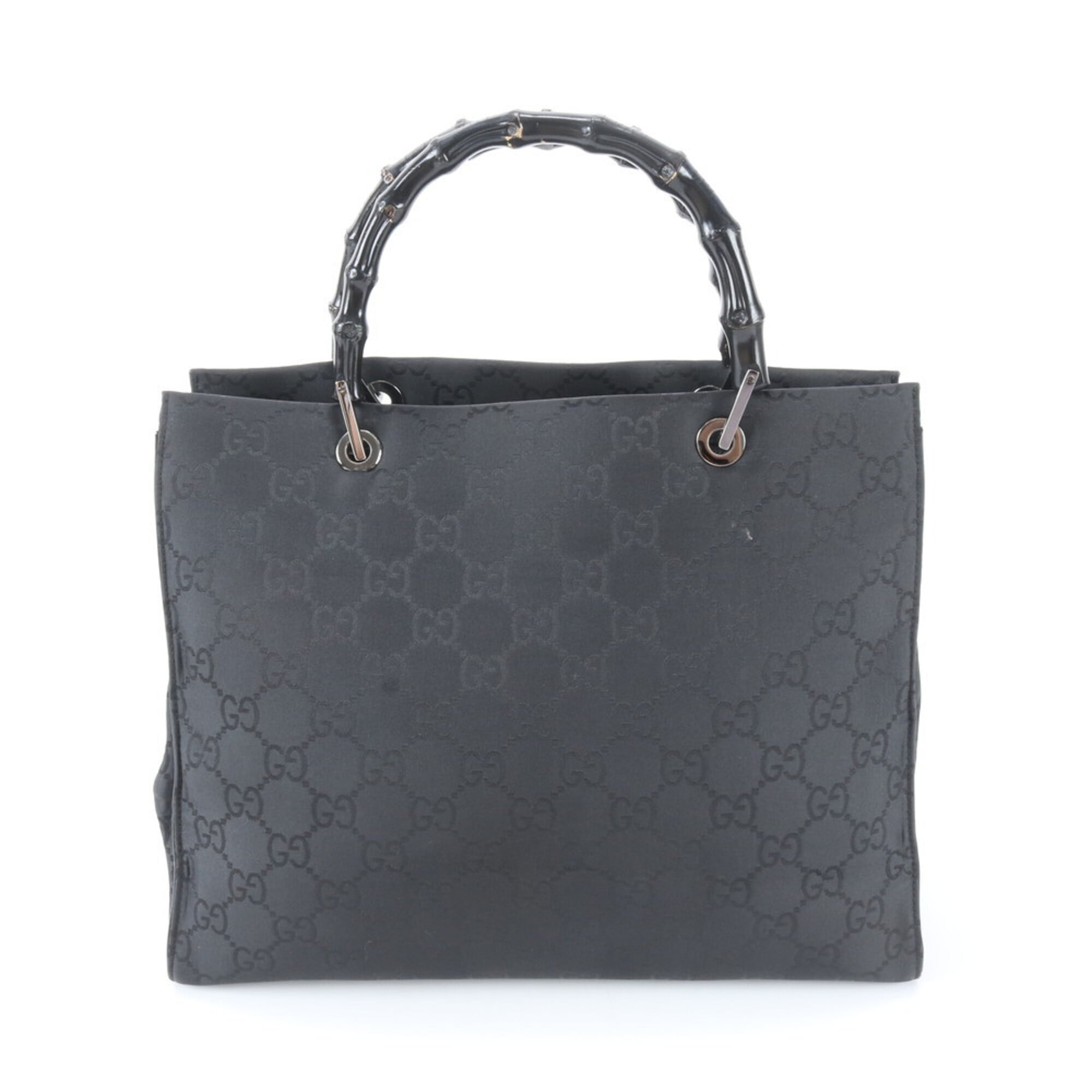 Gucci Black Leather Nylon Handbag Shoulder Bag Tote Bag (Pre-Owned)