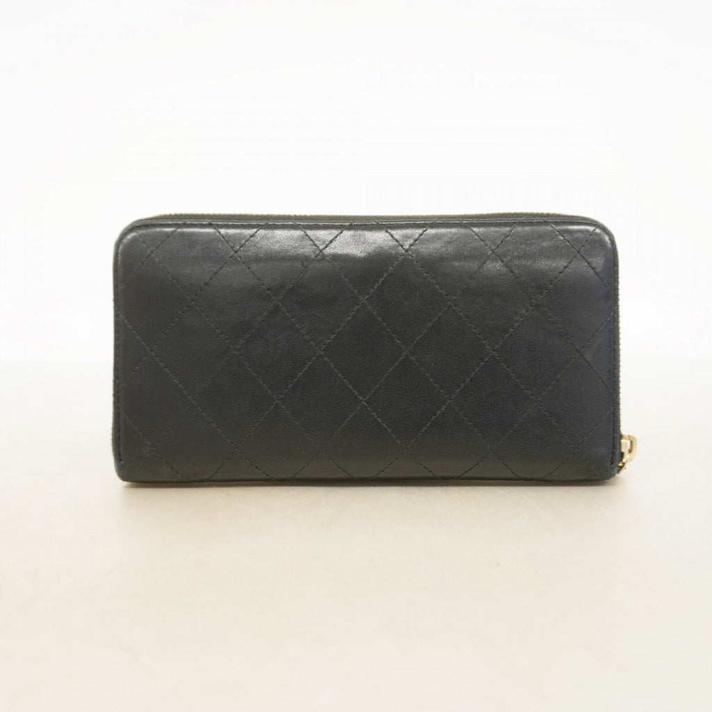Chanel Black Leather Long Wallet (Bi-Fold)
