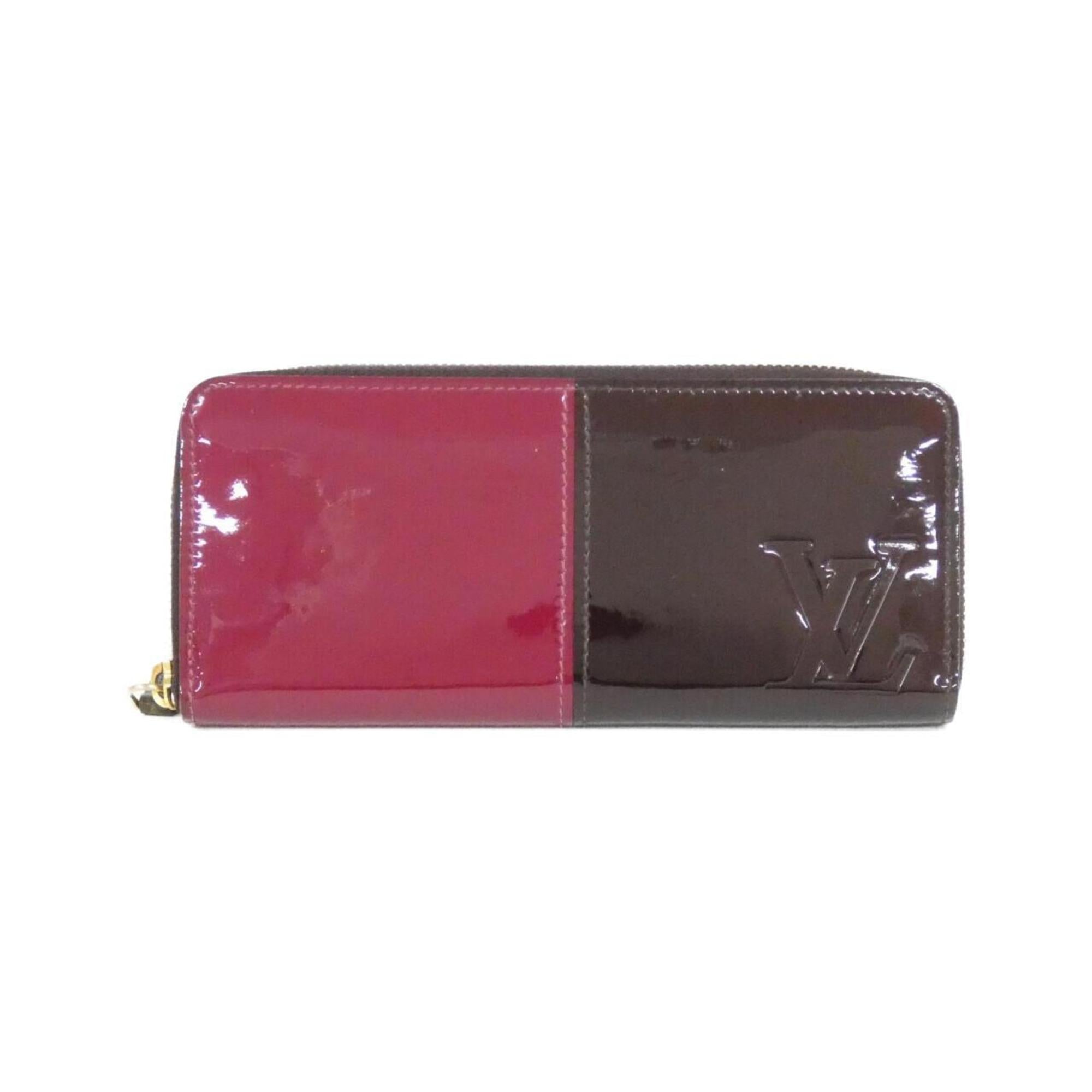 Louis Vuitton Dark Brown Magenta Pink Leather Long Wallet
