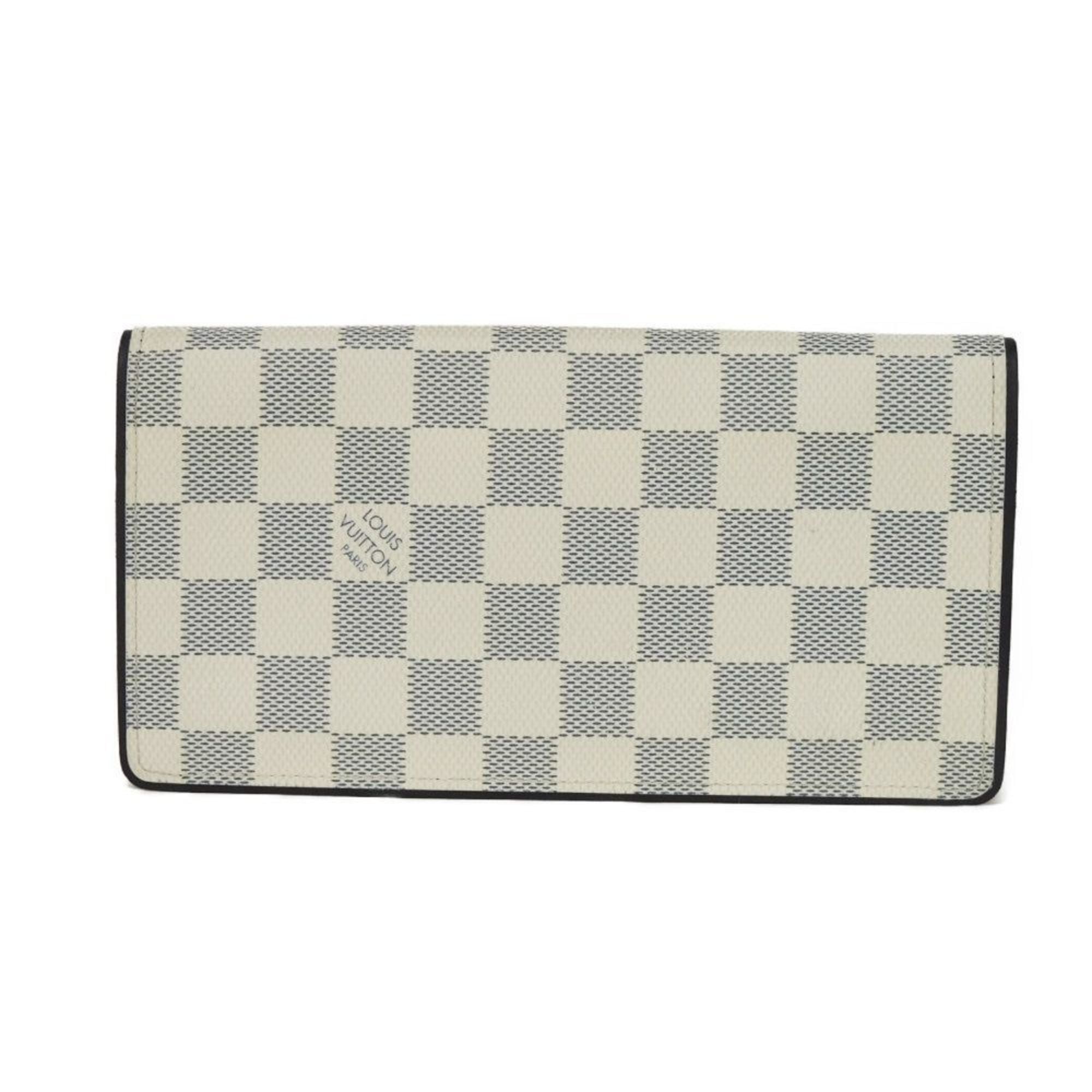 Louis Vuitton Navy Blue White Canvas Leather Long Wallet