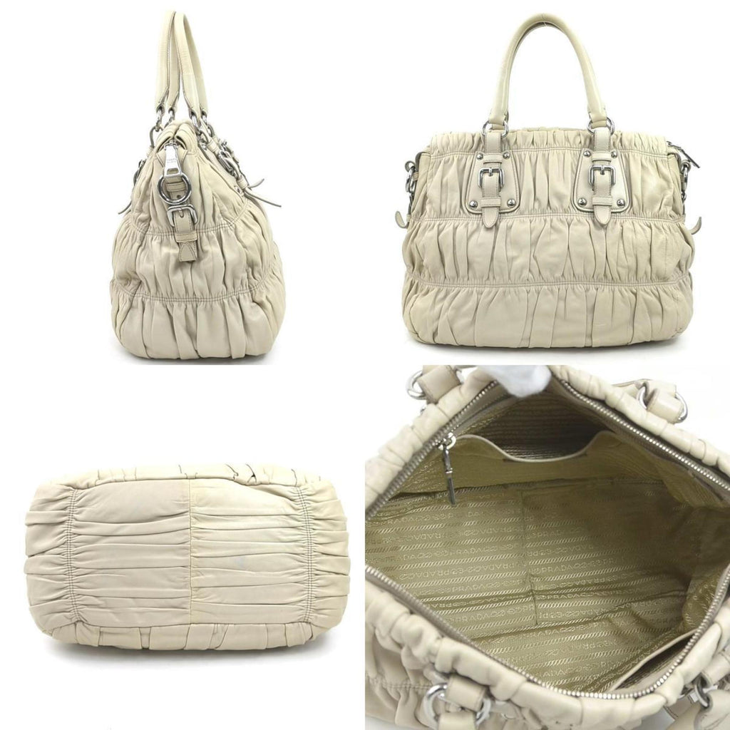 Prada Beige Leather Handbag Shoulder Bag