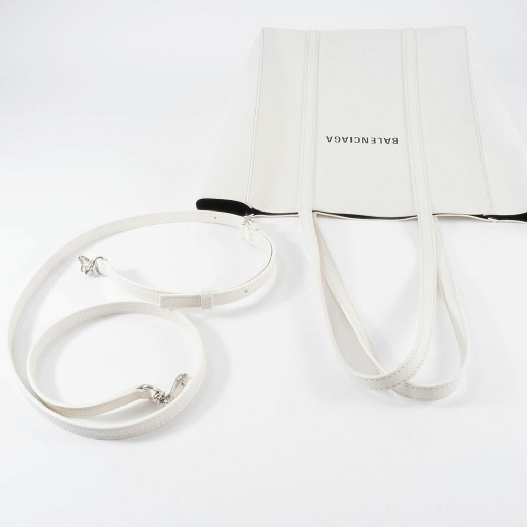 Balenciaga White Leather Shoulder Bag Tote