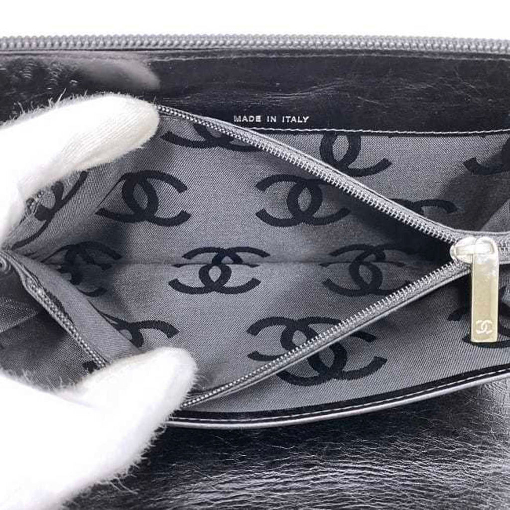 Chanel Black Leather Long Wallet (Bi-Fold)