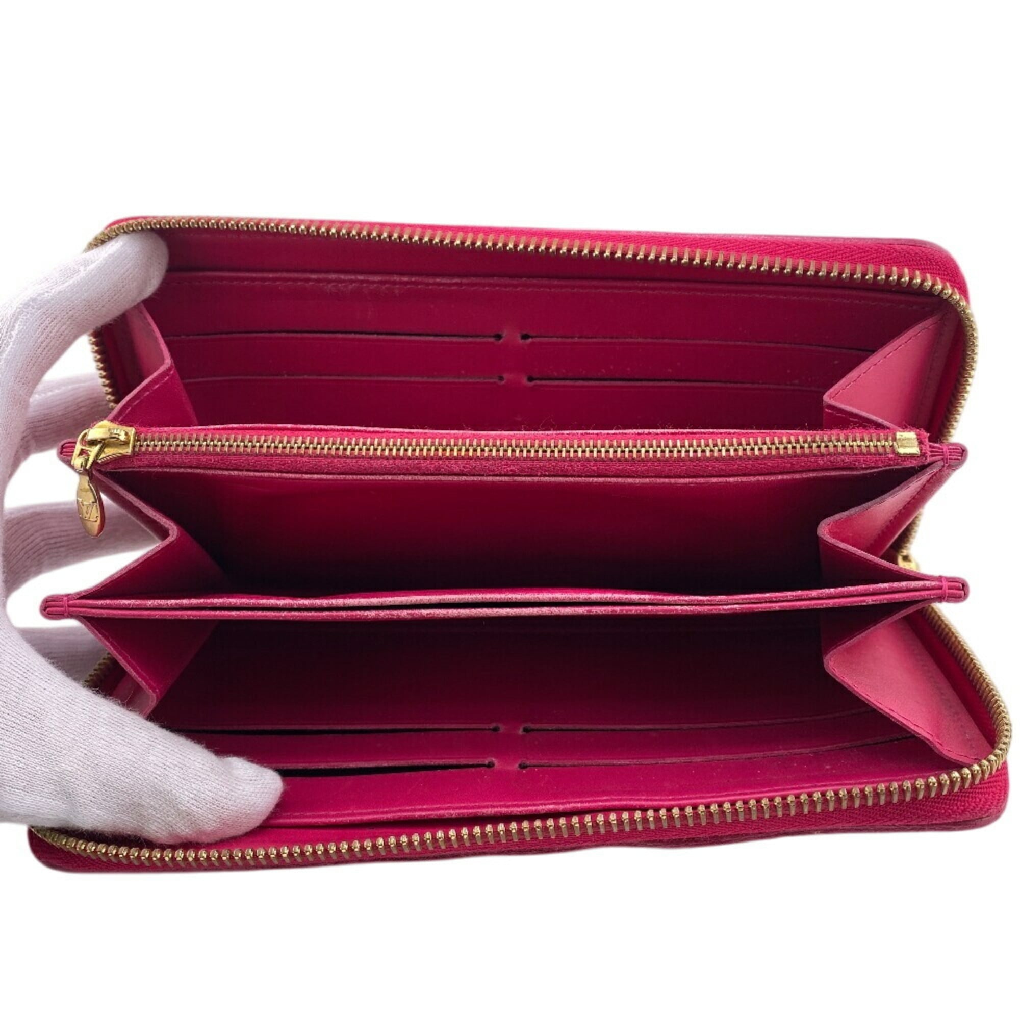 Louis Vuitton Pink Red Color Vernis Leather Long Wallet