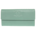 Chanel Green Grained Calfskin Long Wallet (Bi-Fold)