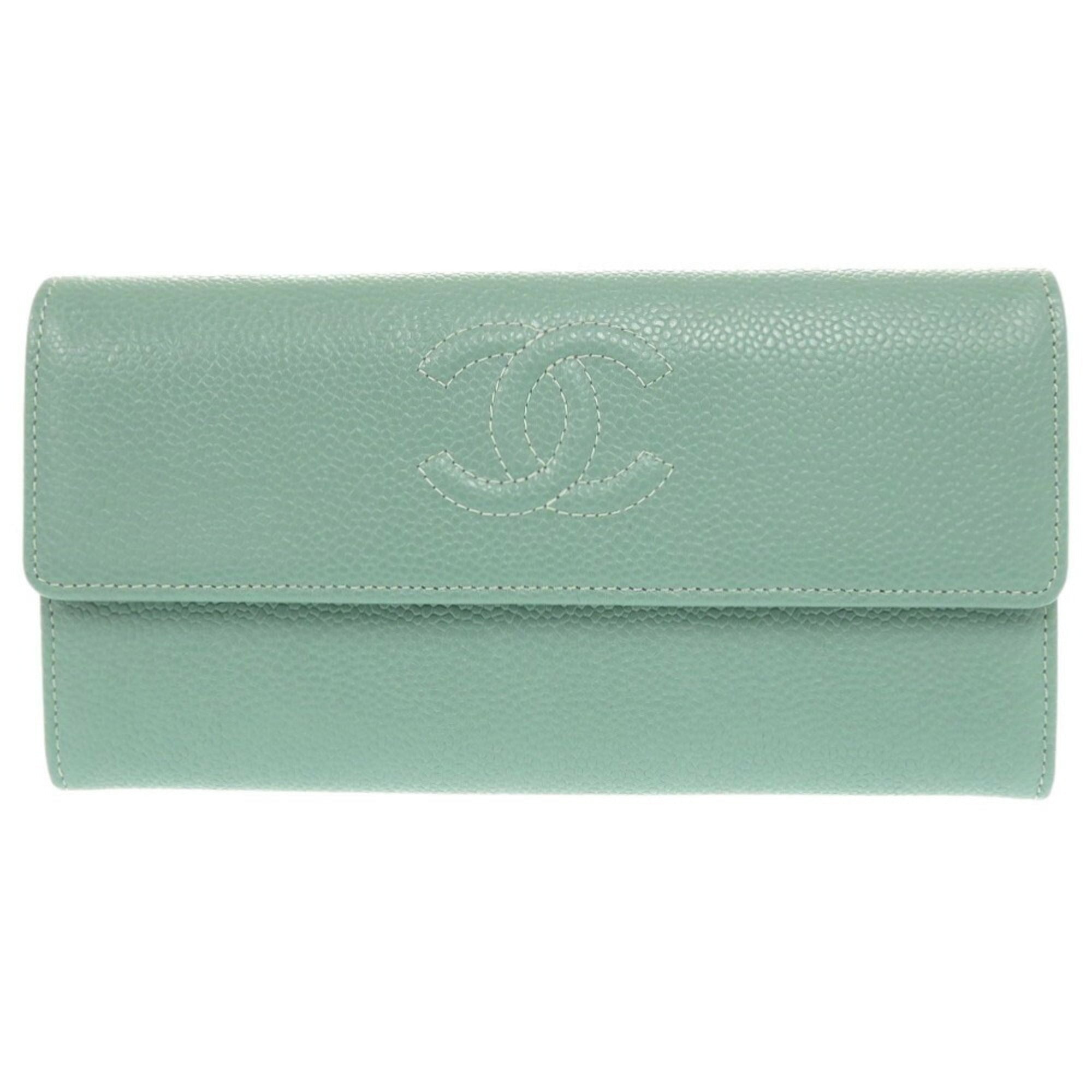 Chanel Green Grained Calfskin Long Wallet (Bi-Fold)
