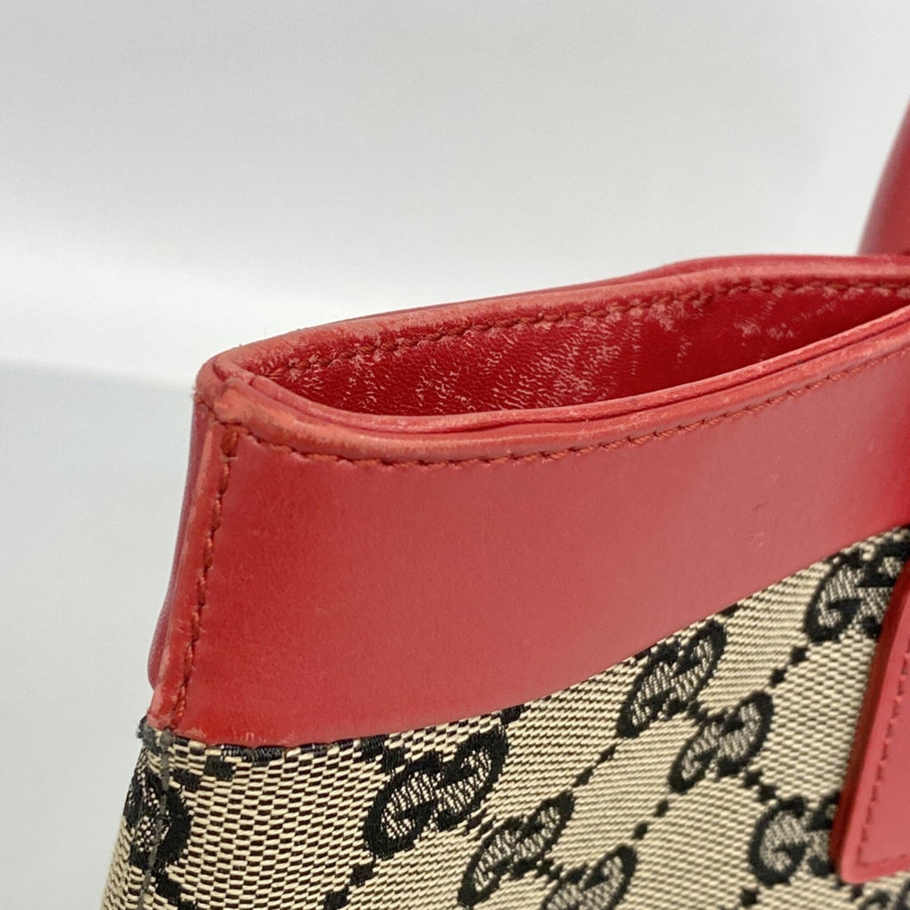 Gucci Black Red Color Canvas Tote Bag (Pre-Owned)
