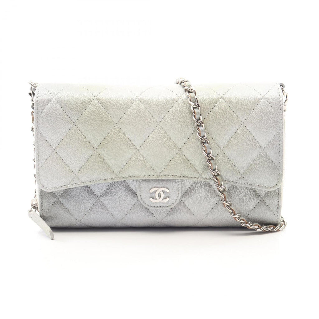 Chanel Green Silver Grained Calfskin Handbag Pouch Shoulder Bag