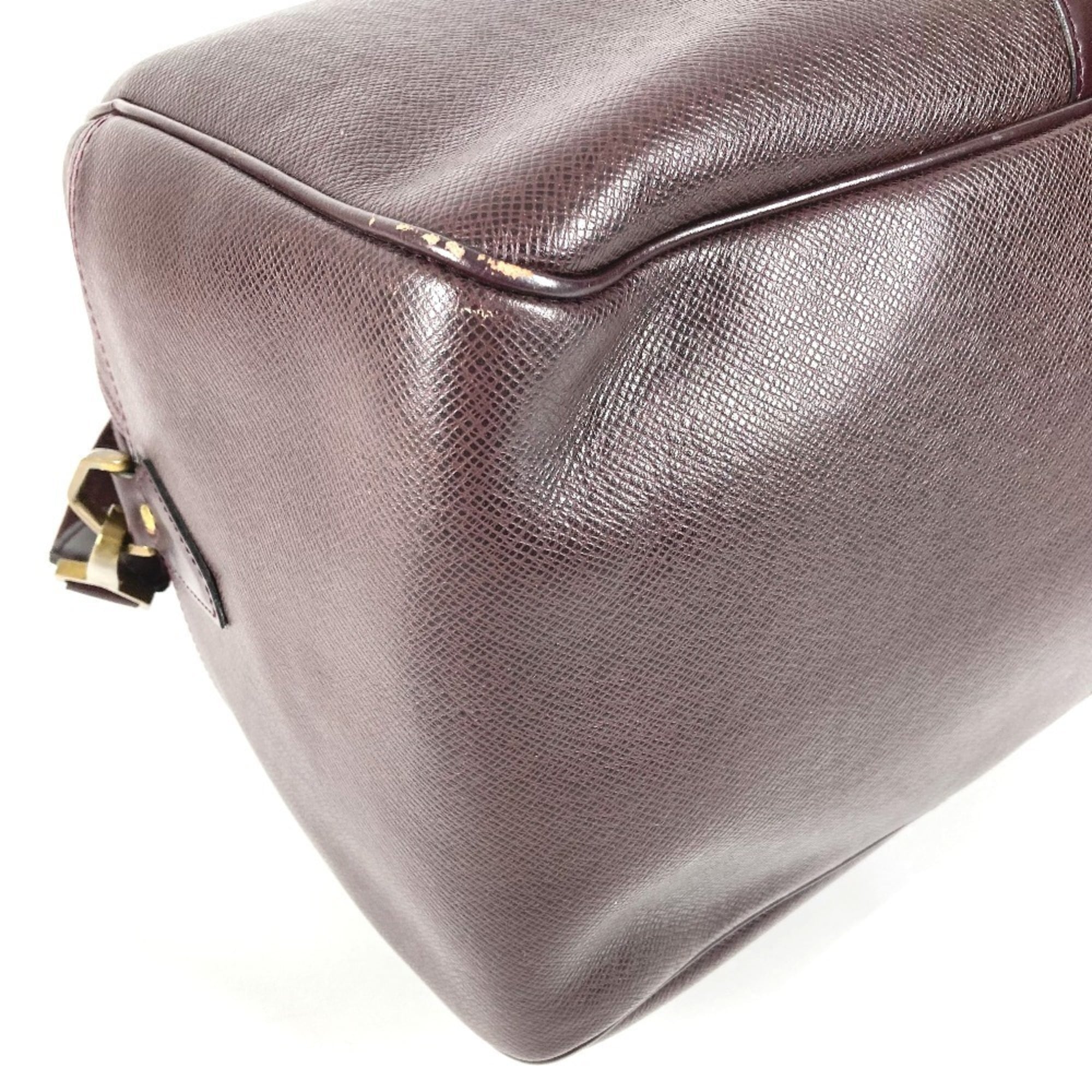 Louis Vuitton Acajou Purple Taiga Leather Boston Bag Shoulder Bag