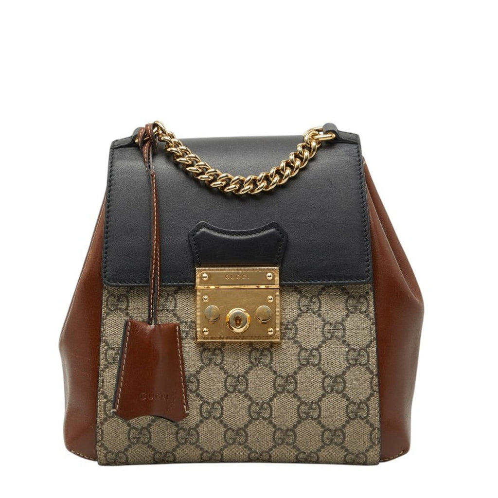 Gucci Beige Multi-Color Gg Supreme Pvc Leather Backpack (Pre-Owned)