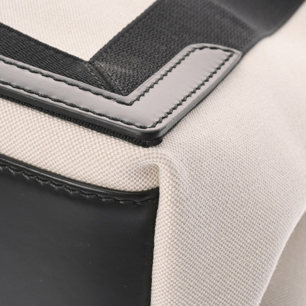 Balenciaga Black White Canvas Leather Hand