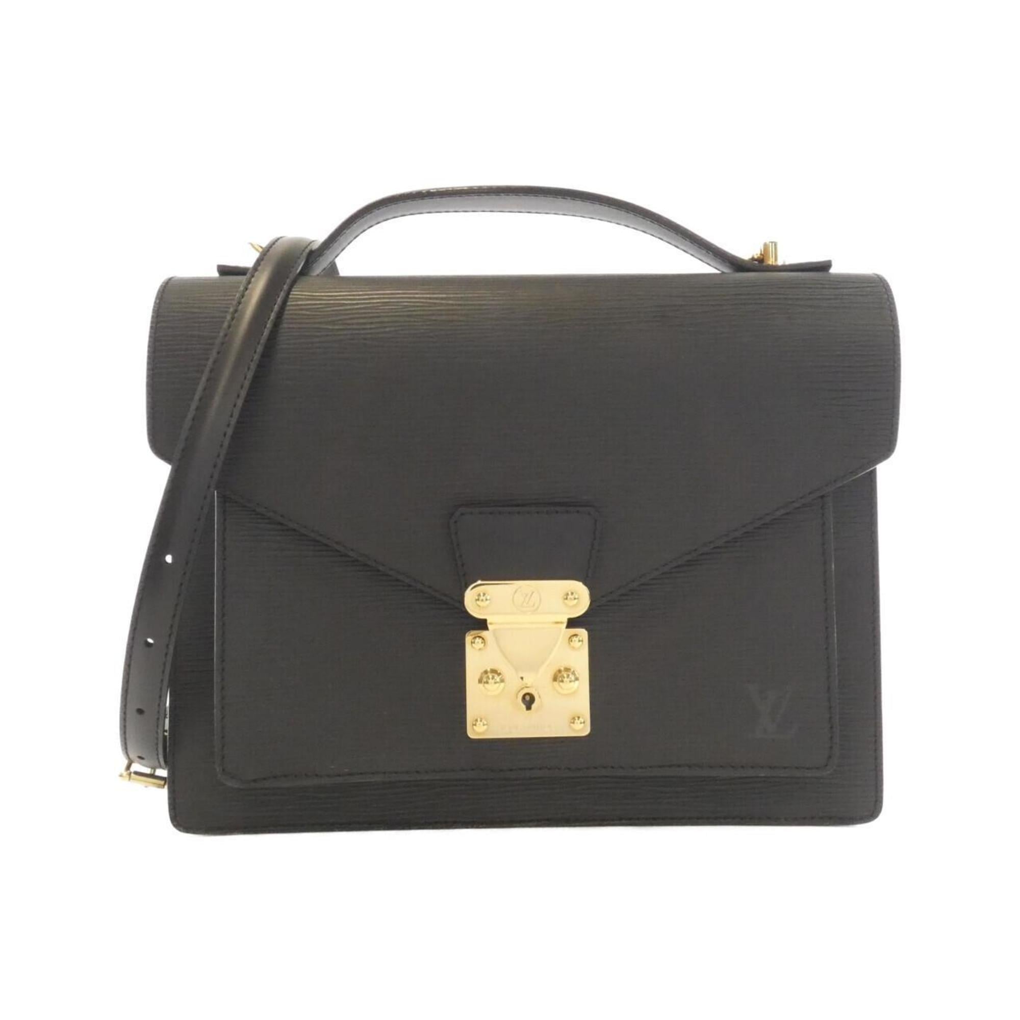 Louis Vuitton Black Leather Briefcase Handbag
